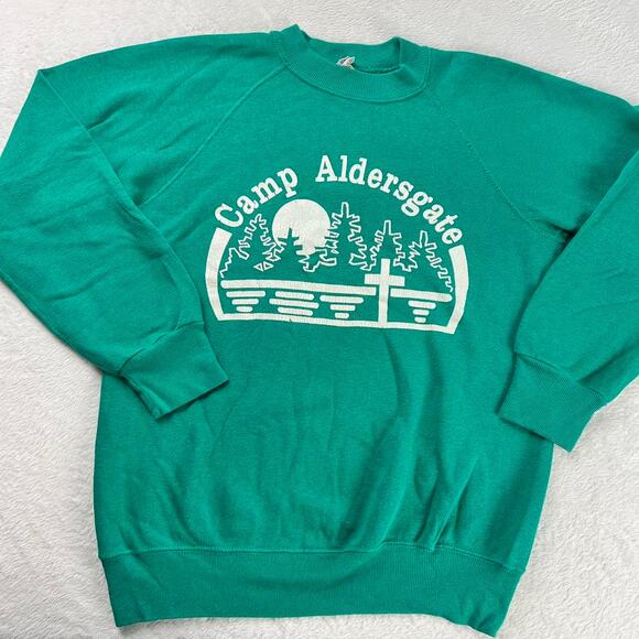 Camp Aldersgate Vintage Jesus Religious Sweatshirt Vintage Velva Sheen SZ Small - Picture 1 of 6